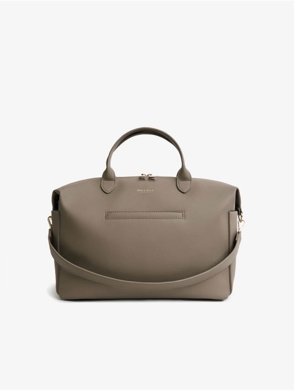 Minimal Taupe Leather Satchel with Removable Strap